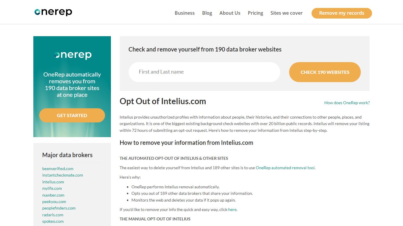 Intelius.com Opt Out | How To Remove Information | OneRep